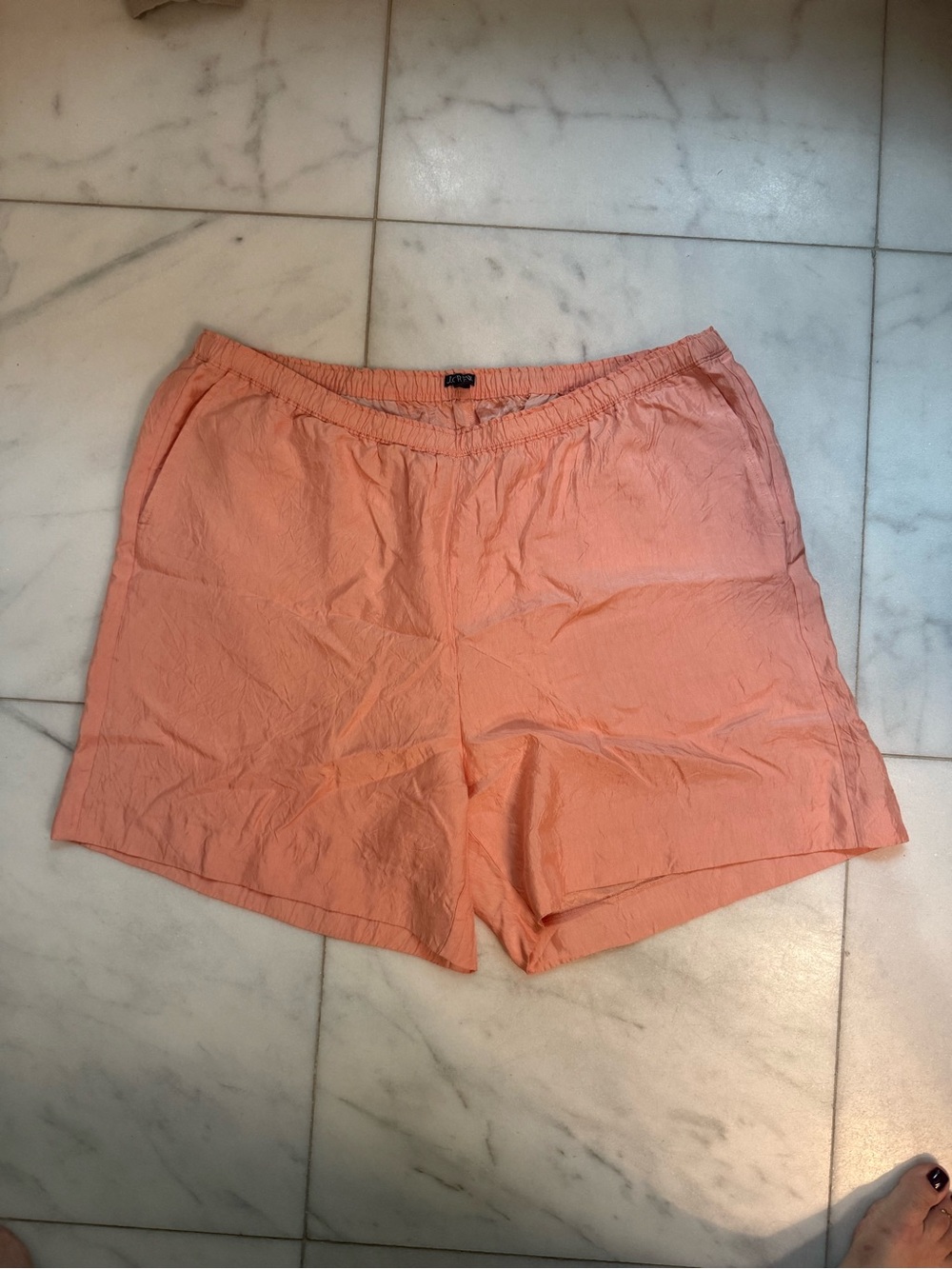 J. Crew Peach Elastic-Waist Satin Shorts